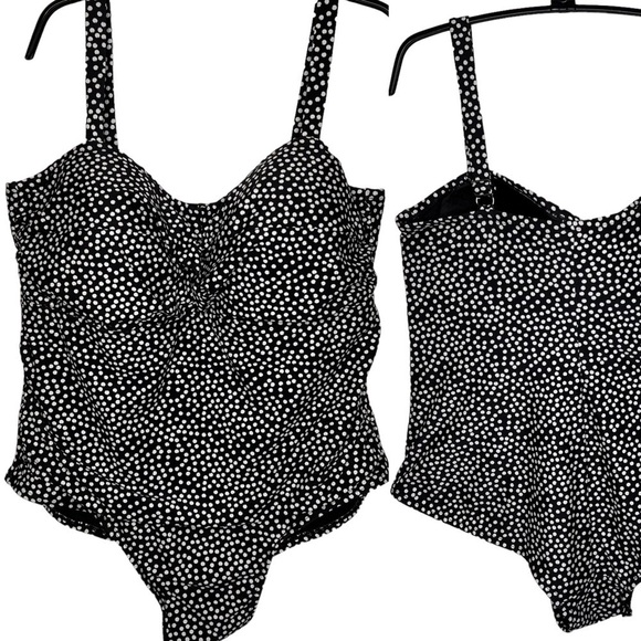 Catalina Polka Dot One Piece Plus Size Swimsuit Size 2X 18 20 Black White Retro - Picture 1 of 11